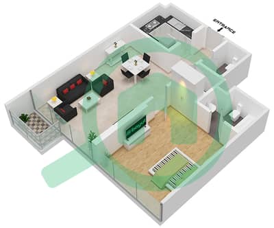 شقق لا ريفييرا - 1 غرفة شقق الوحدة 3-Floor 1-17 مخطط الطابق