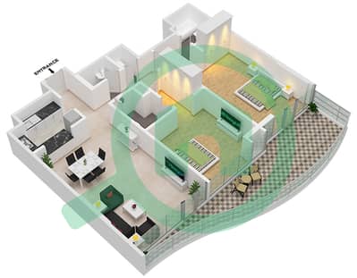 Ла Ривьера Апартментс - Апартамент 2 Cпальни планировка Единица измерения 2-FLOOR 2