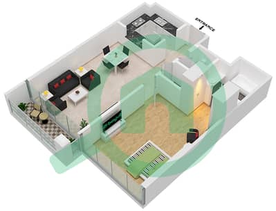 Ла Ривьера Апартментс - Апартамент 1 Спальня планировка Единица измерения 7-FLOOR 2-16