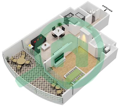 Ла Ривьера Апартментс - Апартамент 1 Спальня планировка Единица измерения 9-FLOOR 2