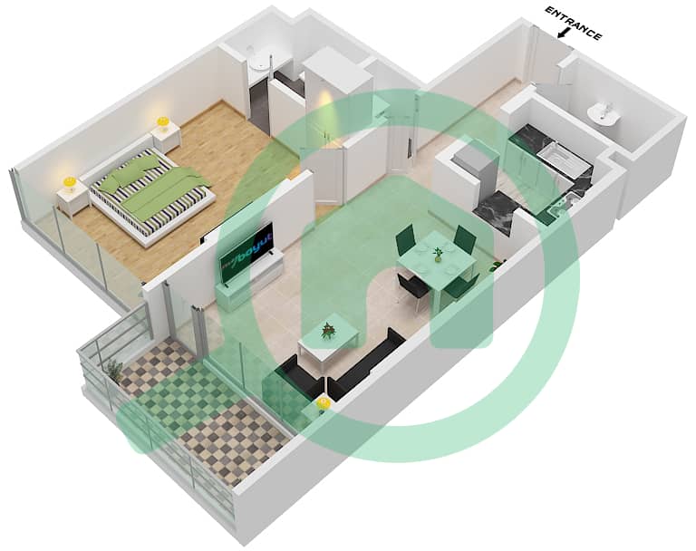 المخططات الطابقية لتصميم الوحدة 1-FLOOR 3-16 شقة 1 غرفة نوم - شقق لا ريفييرا Floor 3-16 interactive3D