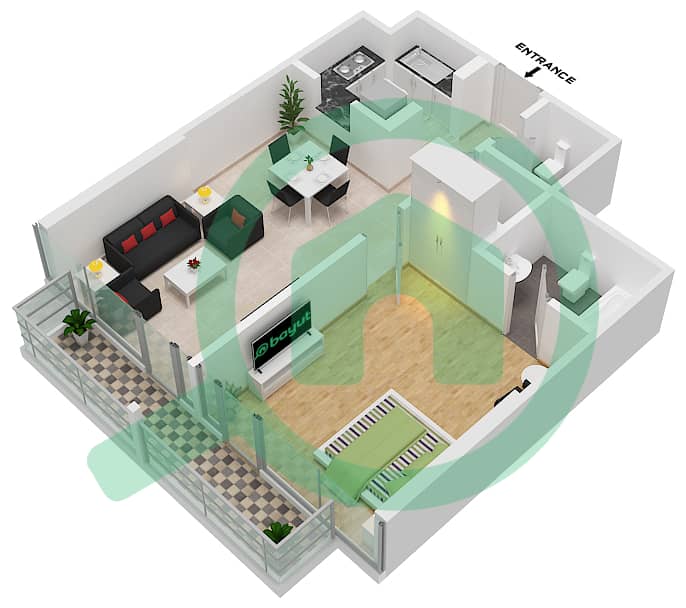 La Riviera Apartments - 1 Bedroom Apartment Unit 5-FLOOR 4,12 Floor plan Floor 4,12 interactive3D