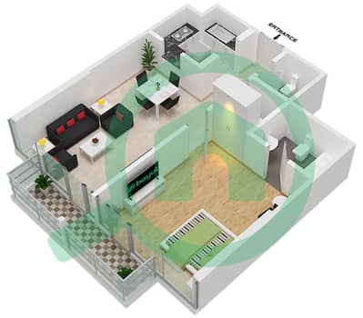 المخططات الطابقية لتصميم الوحدة 5-FLOOR 6,7 شقة 1 غرفة نوم - شقق لا ريفييرا