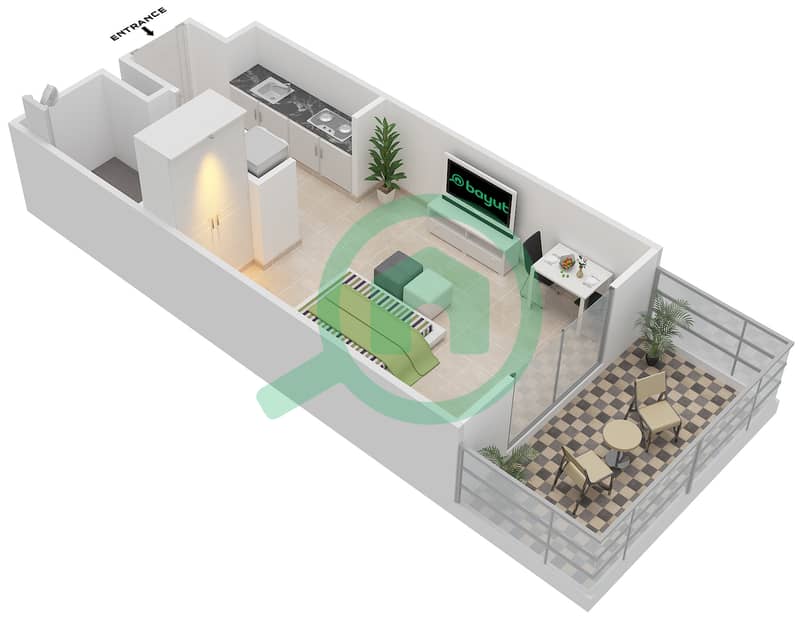 园路公寓4号楼 - 单身公寓类型F戶型图 Floor 2 interactive3D