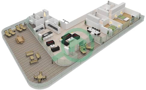 المخططات الطابقية لتصميم الوحدة UNIT-8-602-FLOOR 6 شقة 2 غرفة نوم - قصر 8