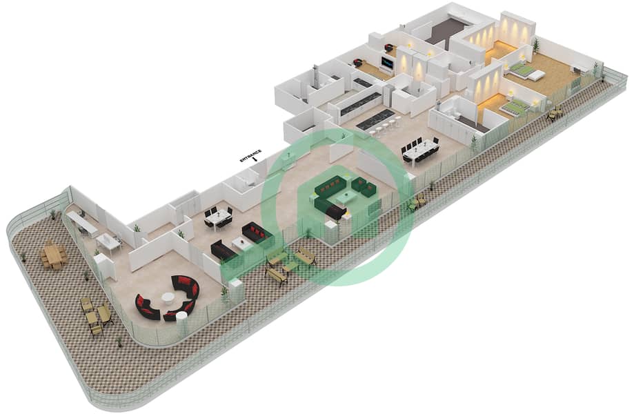 W Резиденс - Апартамент 4 Cпальни планировка Единица измерения UNIT-8-701-FLOOR 7 interactive3D