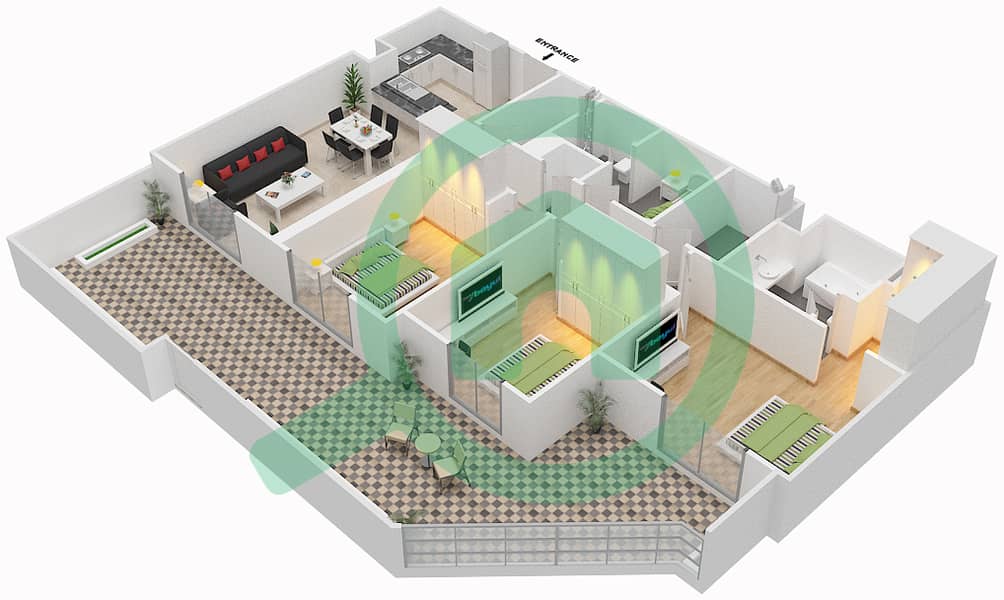 Zahra Apartments 2A - 3 Bedroom Apartment Type/unit 3A-1 Floor plan Floor 1 interactive3D