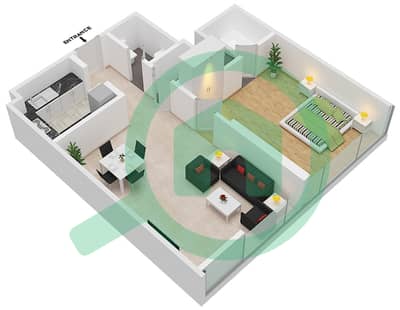 Ла Ривьера Апартментс - Апартамент 1 Спальня планировка Единица измерения 4-FLOOR 15