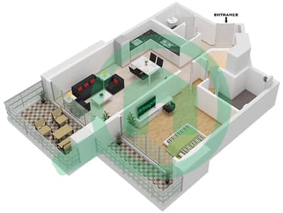 迪拜SLS酒店公寓 - 1 卧室公寓类型TYPE-C戶型图