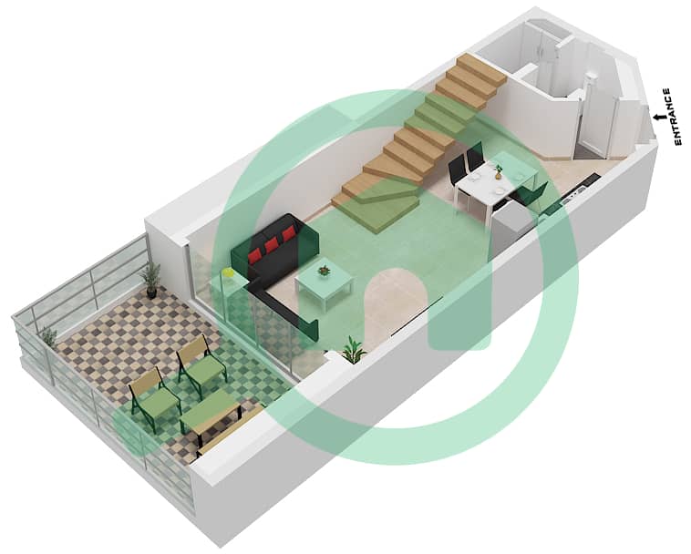 المخططات الطابقية لتصميم النموذج LOFT A شقة 1 غرفة نوم - فندق إس إل إس دبي Lower Level interactive3D