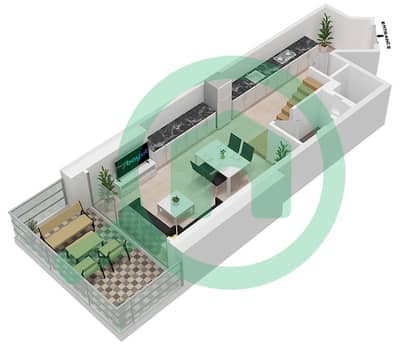 المخططات الطابقية لتصميم النموذج B-DUPLEX شقة 1 غرفة نوم - فندق إس إل إس دبي