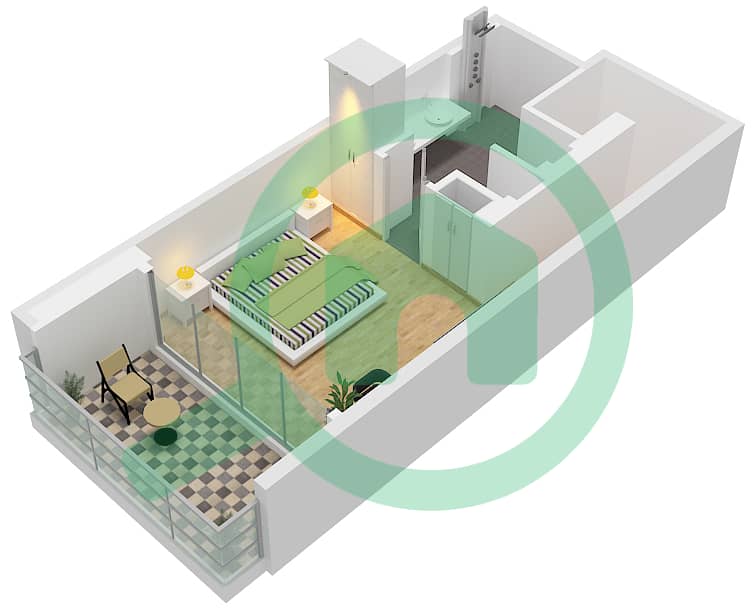 SLS Dubai Hotel & Residences - 1 Bedroom Apartment Type B-DUPLEX Floor plan Upper Level interactive3D