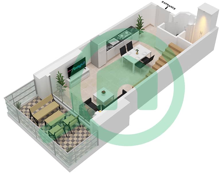 المخططات الطابقية لتصميم النموذج LOFT-C شقة 1 غرفة نوم - فندق إس إل إس دبي Lower Level interactive3D