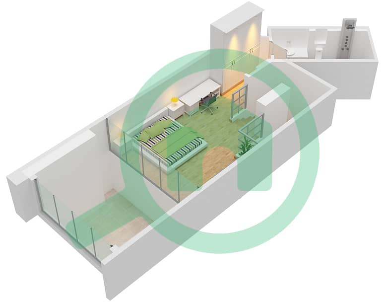 المخططات الطابقية لتصميم النموذج LOFT-C شقة 1 غرفة نوم - فندق إس إل إس دبي Upper Level interactive3D