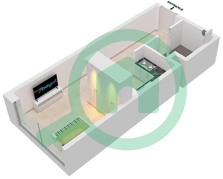Marwa Heights - Studio Apartment Type/unit A-6 Floor plan interactive3D