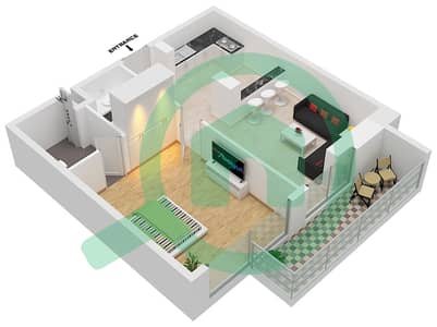 Marwa Heights - 1 Bedroom Apartment Type/unit C-12 Floor plan