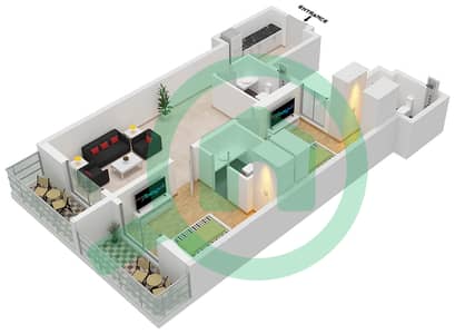 Marwa Heights - 2 Bedroom Apartment Type/unit D-9 Floor plan