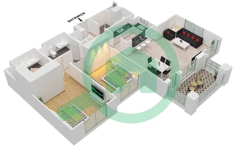 Asayel - 2 Bedroom Apartment Type 2E (ASAYEL 2) Floor plan