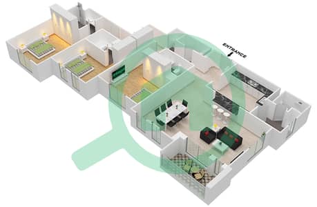 阿萨伊尔小区 - 3 卧室公寓类型3C (ASAYEL 2)戶型图