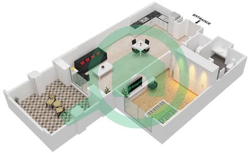 المخططات الطابقية لتصميم النموذج 2A(M) (ASAYEL 3) شقة 1 غرفة نوم - أصايل