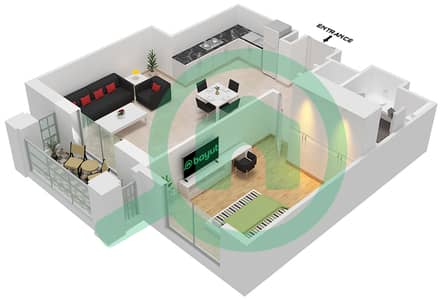 المخططات الطابقية لتصميم النموذج A1 (ASAYEL 3) شقة 1 غرفة نوم - أصايل