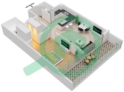 المخططات الطابقية لتصميم الوحدة 505 شقة 1 غرفة نوم - مساكن ديزاير