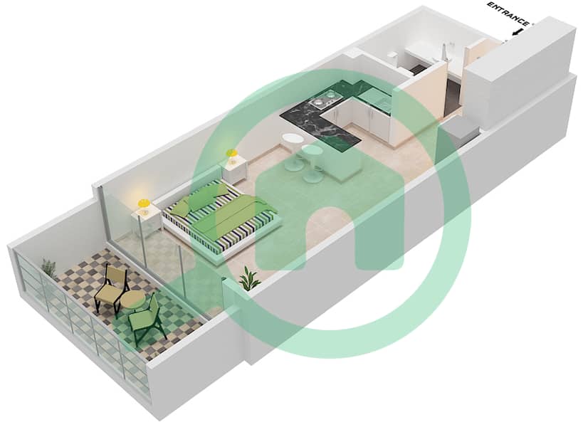 Дезайр Резиденсиз - Апартамент Студия планировка Единица измерения 508 First Floor interactive3D