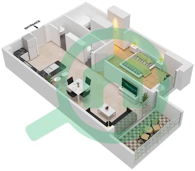 المخططات الطابقية لتصميم الوحدة 603 شقة 1 غرفة نوم - مساكن ديزاير