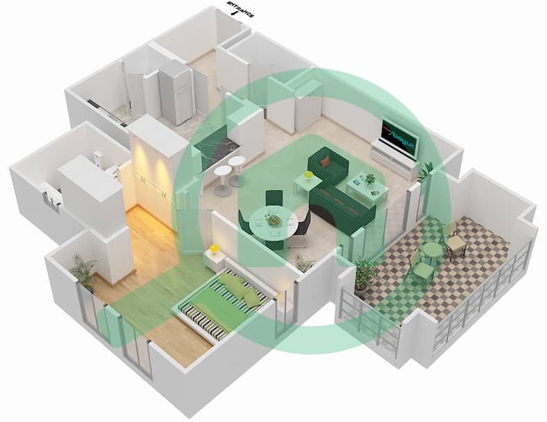 Заафаран 5 - Апартамент 1 Спальня планировка Единица измерения 2 / FLOOR 1 Floor 1 interactive3D