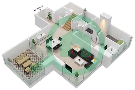المخططات الطابقية لتصميم النموذج C-DUPLEX شقة 2 غرفة نوم - فندق إس إل إس دبي