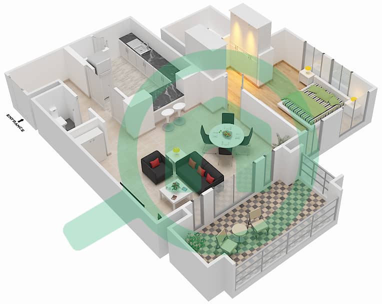 المخططات الطابقية لتصميم الوحدة 11 / FLOOR 3 شقة 1 غرفة نوم - زعفران 5 Floor-3 interactive3D