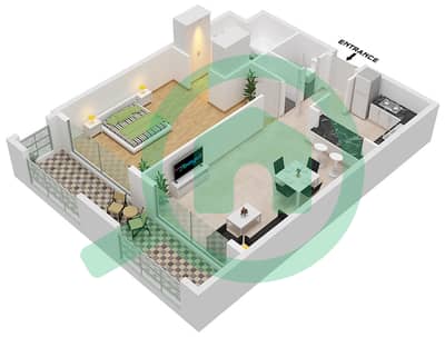 المخططات الطابقية لتصميم النموذج B شقة 1 غرفة نوم - أنسام 4