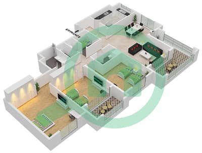 المخططات الطابقية لتصميم النموذج C شقة 3 غرف نوم - أنسام 4