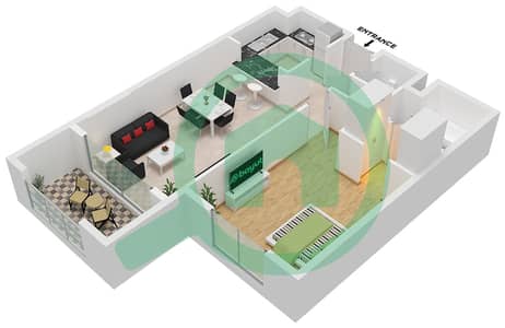 المخططات الطابقية لتصميم النموذج A شقة 1 غرفة نوم - أنسام 4
