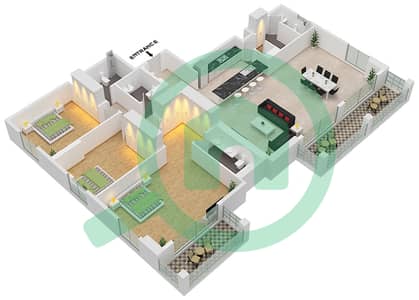 Le Ciel Tower 3 - 3 Bedroom Apartment Type 1 Floor plan