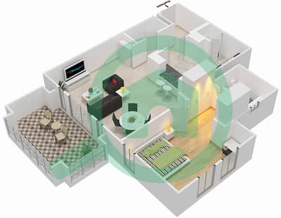 扎法兰5号楼 - 1 卧室公寓单位5 / FLOOR 2戶型图