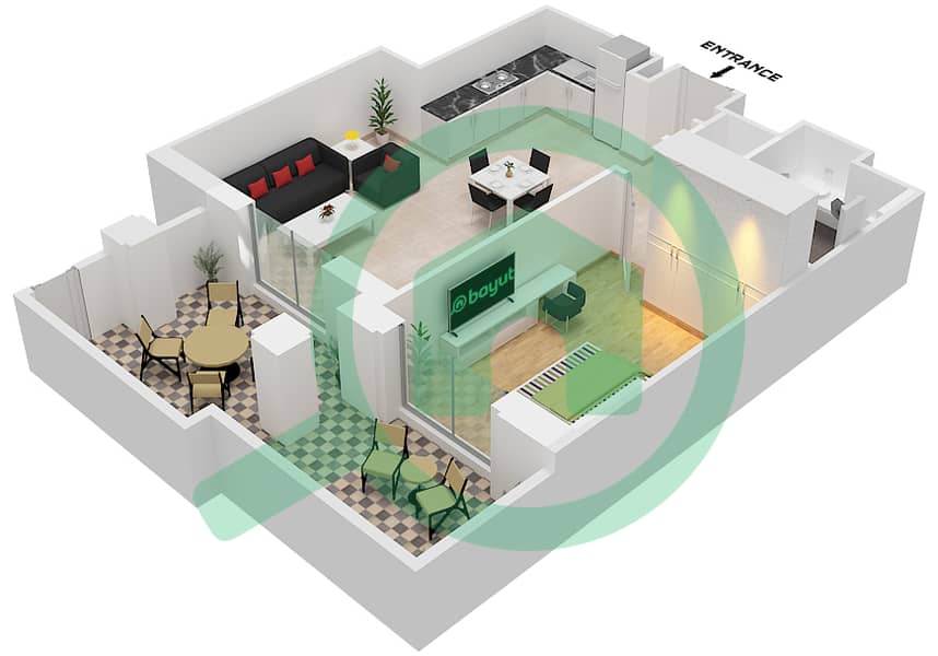 Asayel - 1 Bedroom Apartment Type 1A1 (ASAYEL 3) Floor plan Floor G interactive3D