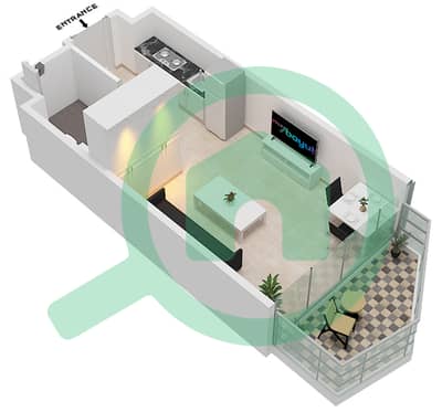 Peninsula Three - Studio Apartments Type/Unit A-Floor 2 Floor plan