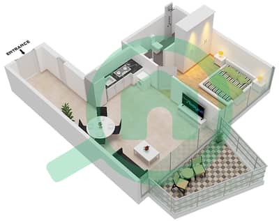 بنينسولا ثري - 1 غرفة شقق النموذج / الوحدة A-Floor 3 مخطط الطابق