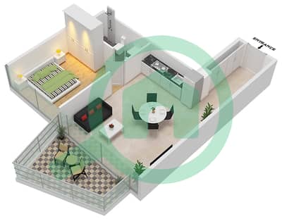 Peninsula Three - 1 Bedroom Apartment Type/unit B- FLOOR 3 Floor plan