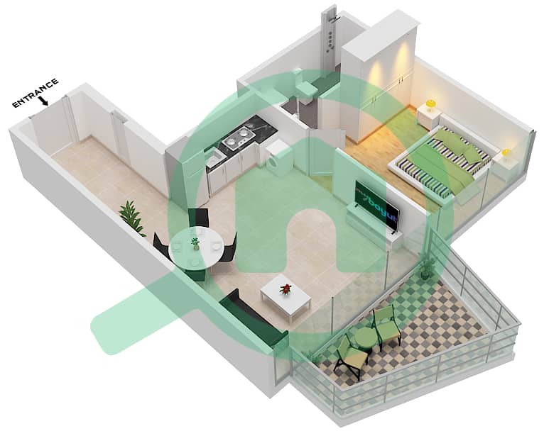 Пенинсула Три - Апартамент 1 Спальня планировка Тип/мера A-FLOOR 3 Floor 3 interactive3D