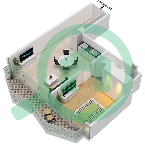 Peninsula Three - 1 Bedroom Apartment Type/unit B-FLOOR 3 Floor plan Floor 3 interactive3D