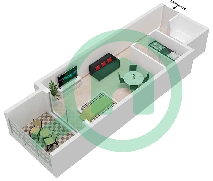 Silicon Avenue - Studio Apartment Type/unit C1-14 Floor plan interactive3D