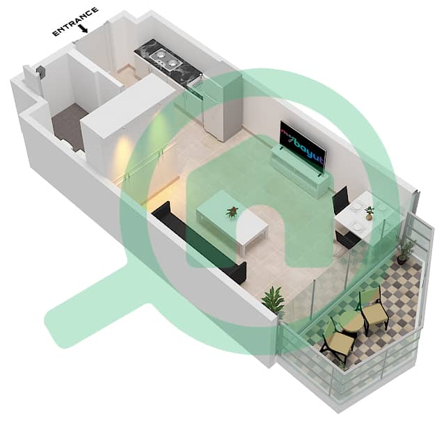 半岛三号 - 单身公寓类型／单位A- FLOOR 4-49戶型图 Floor 4-49 interactive3D