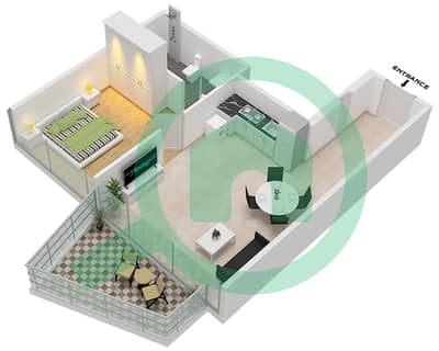 بنينسولا ثري - 1 غرفة شقق النموذج / الوحدة A-Floor 4-48 مخطط الطابق