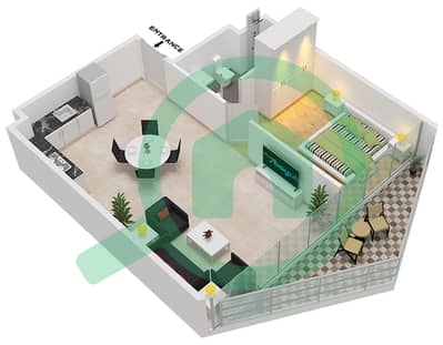 بنينسولا ثري - 1 غرفة شقق النموذج / الوحدة C- Floor 4-24 مخطط الطابق