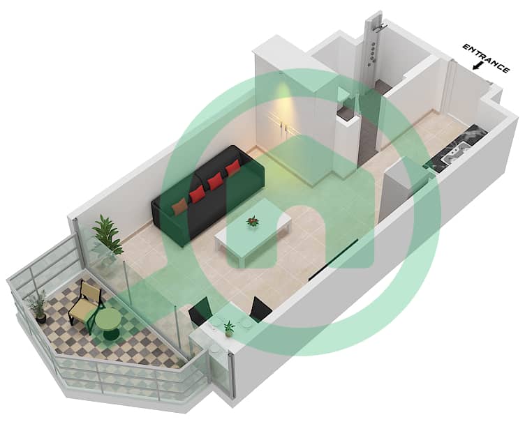 المخططات الطابقية لتصميم النموذج / الوحدة A- FLOOR 4-48 شقة استوديو - بنينسولا ثري Floor 4-48 interactive3D