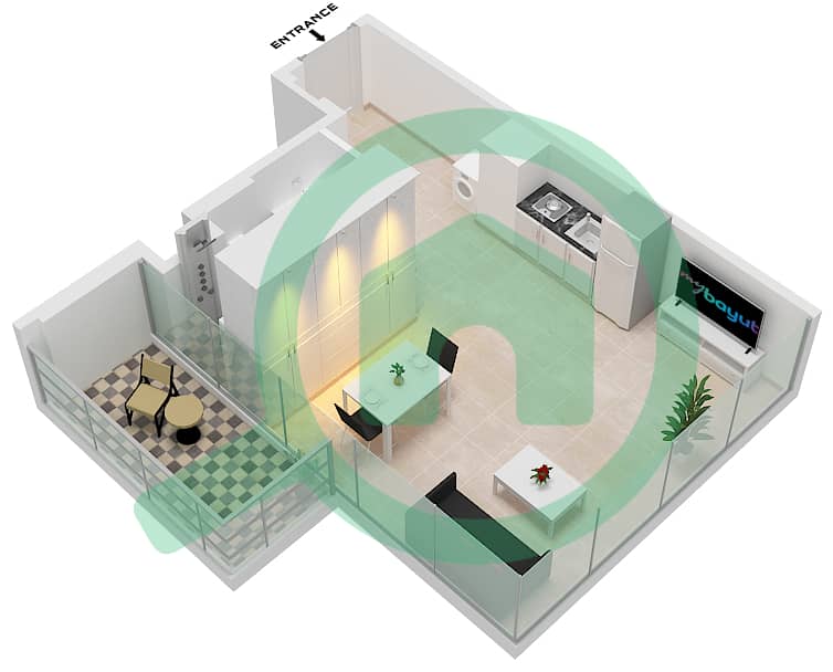 Peninsula Three - Studio Apartment Type/unit C-FLOOR 4-24 Floor plan Floor 4-24 interactive3D