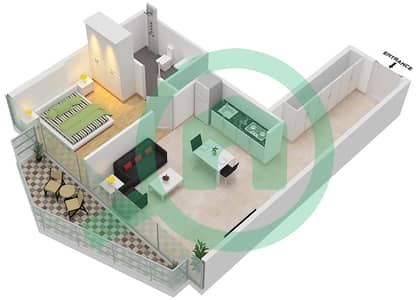 Peninsula Three - 1 Bedroom Apartment Type/unit E1- FLOOR 4-24 Floor plan