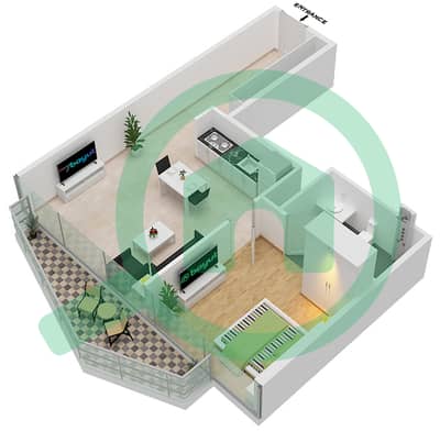 Peninsula Three - 1 Bed Apartments Type/Unit E1-Floor 4-24 Floor plan
